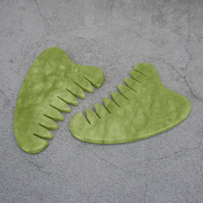 Properties Head Massage Equipment Natural Green Jade Gua Sha Scalp Massager Lymphatic Massage Comb for Hair Health Care
