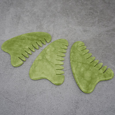 Properties Head Massage Equipment Natural Green Jade Gua Sha Scalp Massager Lymphatic Massage Comb for Hair Health Care