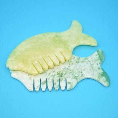2024 Fish Shape Natural Xiuyan Jade Gua Sha Scalp Massage Comb Head Guasha Massager for Yellow Head Massage Equipment