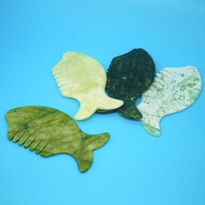 2024 Fish Shape Natural Xiuyan Jade Gua Sha Scalp Massage Comb Head Guasha Massager for Yellow Head Massage Equipment