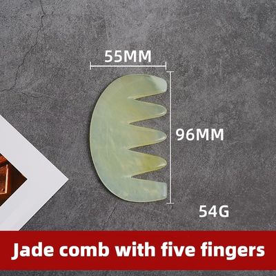 Acupuncture Therapy and Scalp Massage Natural Jade Hair Comb with Xiuyan Jade Gua Sha Tools