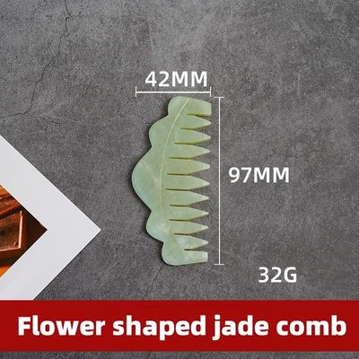 Acupuncture Therapy and Scalp Massage Natural Jade Hair Comb with Xiuyan Jade Gua Sha Tools