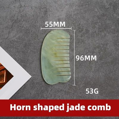 Acupuncture Therapy and Scalp Massage Natural Jade Hair Comb with Xiuyan Jade Gua Sha Tools