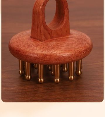Polished Copper Wood Scalp Comb Head Massage Wooden Hair Comb For Women Guasha Comb With Technical Polished