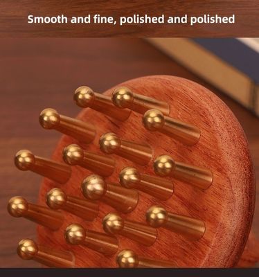 Polished Copper Wood Scalp Comb Head Massage Wooden Hair Comb For Women Guasha Comb With Technical Polished