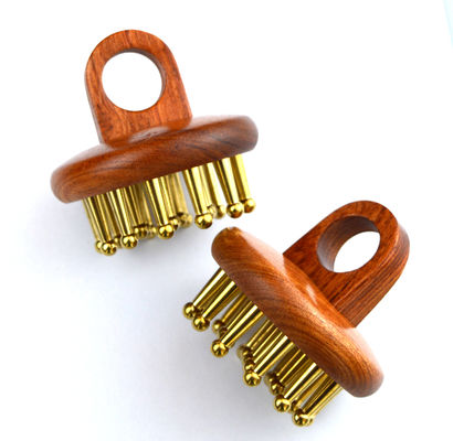 2024 Brown Body Massage Comb Brass Scalp Massager Hair Brush for Head Hair Care Dredging Meridians and Relieving Headache