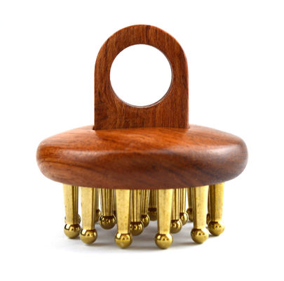 2024 Brown Body Massage Comb Brass Scalp Massager Hair Brush for Head Hair Care Dredging Meridians and Relieving Headache