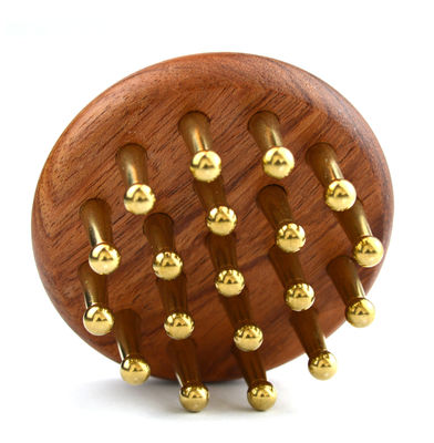 2024 Brown Body Massage Comb Brass Scalp Massager Hair Brush for Head Hair Care Dredging Meridians and Relieving Headache