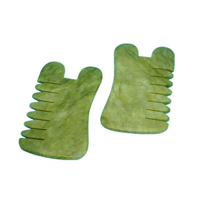 Natural Green Xiuyan Jade Gua Sha Scalp Massage Comb Guasha Stone Head Massager for Hair Health Care Salon Beauty Tool