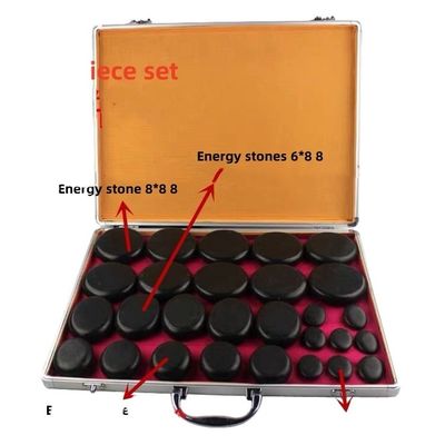 Muscle Massage Hot Stone Massage Kit Aluminum Heating Box with 28 pcs Basalt Energy Stones in Black