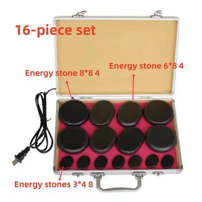 Customized Logo Availabled Spa Hot Stone Massage Essential with 18pcs Basalt Energy Stones and Aluminum Heating Box