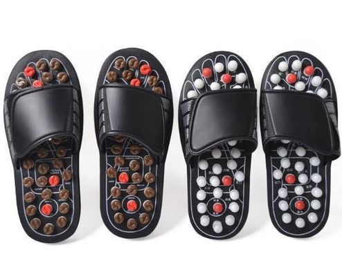 Massage Tools Customized Logo Availabled Health Care Acupuncture Slipper Foot Massager Shoe with Natural Cobblestone