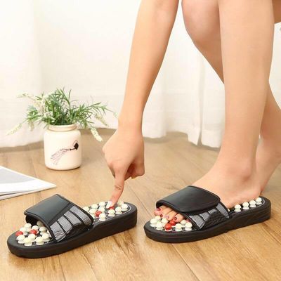 Massage Tools Customized Logo Availabled Health Care Acupuncture Slipper Foot Massager Shoe with Natural Cobblestone