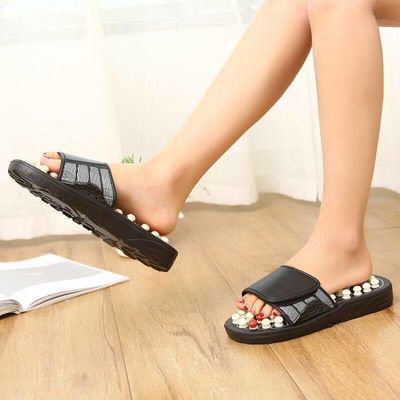 Massage Tools Customized Logo Availabled Health Care Acupuncture Slipper Foot Massager Shoe with Natural Cobblestone
