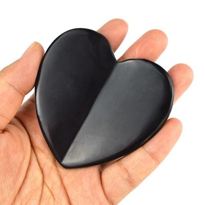 2024 Heart Shape Natural Black Bian Stone Gua Sha Scraping Massage Tool for Lymphatic Drainage Muscle Massage Function