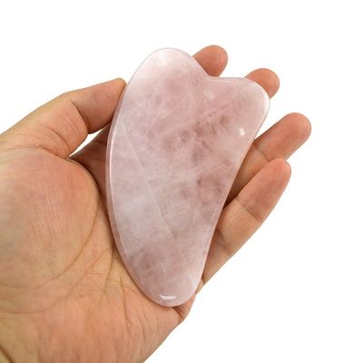 Small Jade Stone Guasha Board Custom Facial Massager for Neck Back Shoulder Waist Buttock Heart Shape Rose Quartz Gua Sha