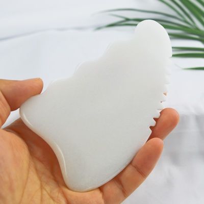 Customized Logo Availabled White Jade Gua Sha Stone Facial Massager for Anti-Aging Treatment