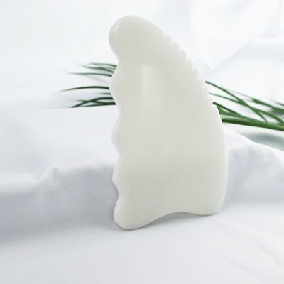 Customized Logo Availabled White Jade Gua Sha Stone Facial Massager for Anti-Aging Treatment