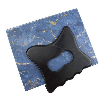 Custom Logo Availabled Black Bian Stone Gua Sha Massage Tool With Handle Body Massage Equipment Guasha Stone Self Skin Care