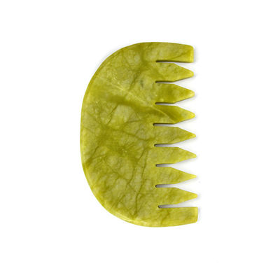 Logo Customized Logo Availabled Pure Natural Xiuyan Jade Stone Comb Head Scalp Guasha Massage Tool Low MOQ Gua Sha Comb
