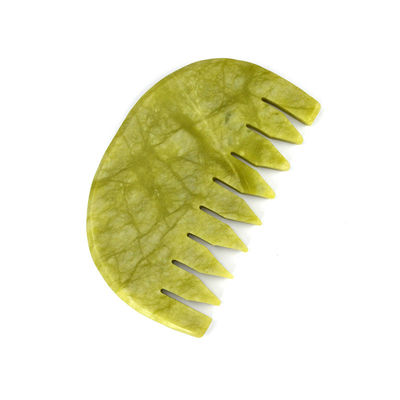Logo Customized Logo Availabled Pure Natural Xiuyan Jade Stone Comb Head Scalp Guasha Massage Tool Low MOQ Gua Sha Comb