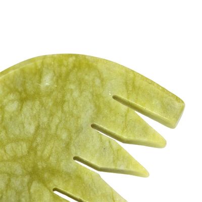 Logo Customized Logo Availabled Pure Natural Xiuyan Jade Stone Comb Head Scalp Guasha Massage Tool Low MOQ Gua Sha Comb
