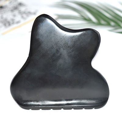 Scalp Massage Head Guasha Tool Jade Gua Sha Stone with Nature Black Bianstone Face Guasha Properties