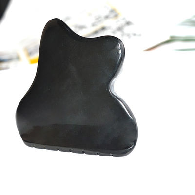 Scalp Massage Head Guasha Tool Jade Gua Sha Stone with Nature Black Bianstone Face Guasha Properties