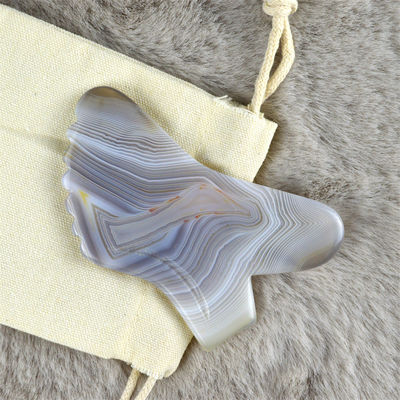 Custom Logo Availabled 100% Natural Grey Agate Gua Sha Massage Tool for Body Self Skin Care Spa Facial Lifting Beauty Equipment