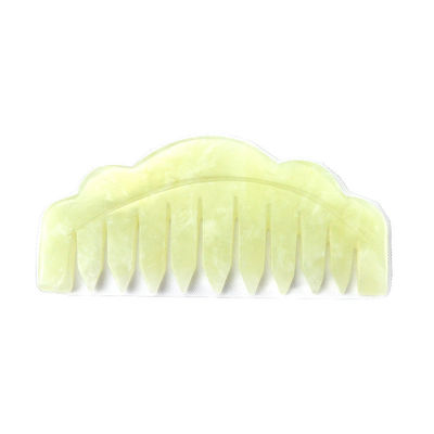 Natural Xiuyan Jade Gua Sha Scraping Massage Comb for Head Therapy and Hair Scalp Treatment Tool