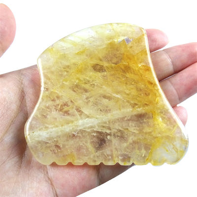 Customized Logo Availabled Yellow Citrine Stone Gua Sha Massager Facial Tools Visage Avec Logo Jade Guasha Massage Stone