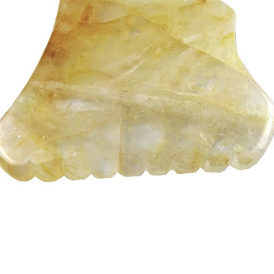 Body Massage Equipment with Yellow Citrine Gua Sha Scraping Board and Yellow Crystal Guasha Stone