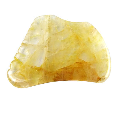 Body Massage Equipment with Yellow Citrine Gua Sha Scraping Board and Yellow Crystal Guasha Stone