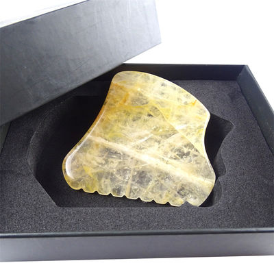 Body Massage Equipment with Yellow Citrine Gua Sha Scraping Board and Yellow Crystal Guasha Stone
