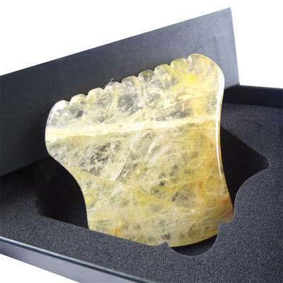 Body Massage Equipment with Yellow Citrine Gua Sha Scraping Board and Yellow Crystal Guasha Stone
