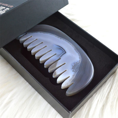 Custom Private Label Agate Gua Sha Comb Body Massager for Stress Relief Scalp Massage Tool Function Muscle Massage