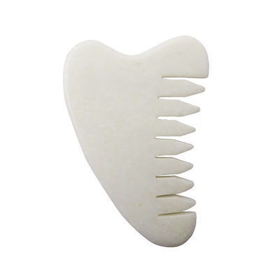 Fully Body Massage Area Natural White Xiuyan Jade Hair Comb Gua Sha Tools Jade Scalp Massager for Relieving Scalp Tension