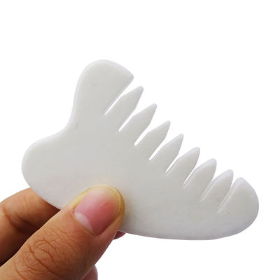 Fully Body Massage Area Natural White Xiuyan Jade Hair Comb Gua Sha Tools Jade Scalp Massager for Relieving Scalp Tension