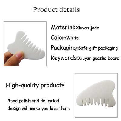 Fully Body Massage Area Natural White Xiuyan Jade Hair Comb Gua Sha Tools Jade Scalp Massager for Relieving Scalp Tension