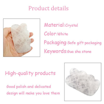 White Crystal Gua Sha Natural Jade Guasha Facial Tools for Body Massage SPA Acupuncture Face Neck and Eye Skin Care Gift