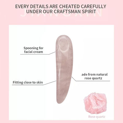 Rose Quartz Spoon for Gua Sha and Cosmetics Beauty Wand Applicator Spatula