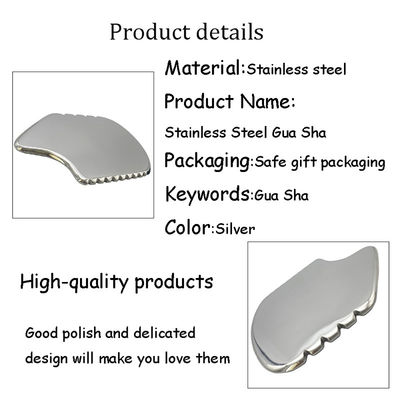 Silver Gua Sha Facial Tool Stainless Steel Guasha Board for SPA Acupuncture for Body Face Neck and Eye Skin Care Gift for Woman