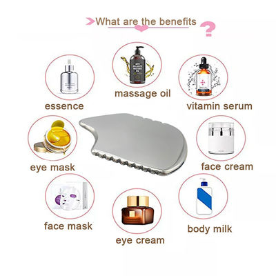 Silver Gua Sha Facial Tool Stainless Steel Guasha Board for SPA Acupuncture for Body Face Neck and Eye Skin Care Gift for Woman