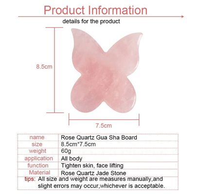 Facial Massager Butterfly Shape Jade Guasha Massage Plate Natural Stone Gua Sha Scraper for Neck Body Acupuncture Spa