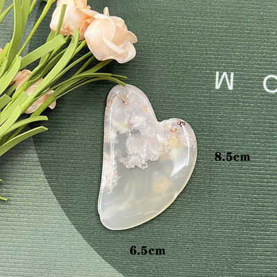 Natural Hand Repair Jade Heart Shaped Facial Gua Sha Massage Sakura Agate Facial Scraping for Physical Therapy