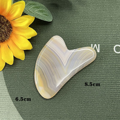 Striped Agate Jade Heart Shaped Scraping Gua Sha Massage for Hand Repair and Natural Skin Lifting