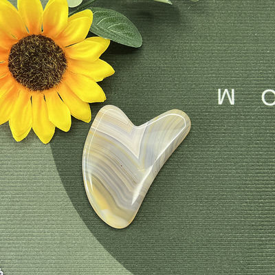 Striped Agate Jade Heart Shaped Scraping Gua Sha Massage for Hand Repair and Natural Skin Lifting