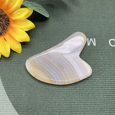 Striped Agate Jade Heart Shaped Scraping Gua Sha Massage for Hand Repair and Natural Skin Lifting