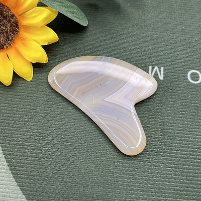 Striped Agate Jade Heart Shaped Scraping Gua Sha Massage for Hand Repair and Natural Skin Lifting