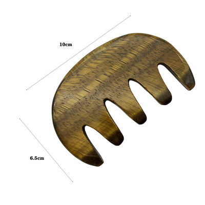 Meridian Care Jade Comb Natural Tiger Eye Stone Gua Sha Scraper for Head and Scalp Massage